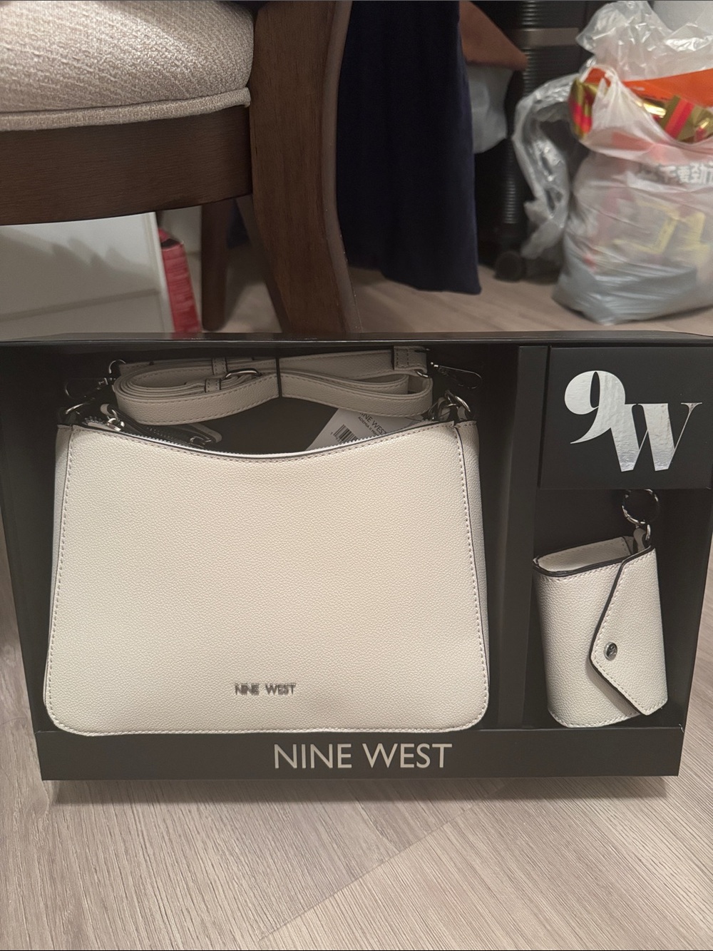 Nine West Cream Shoulder Bag with Matching Key Pouch